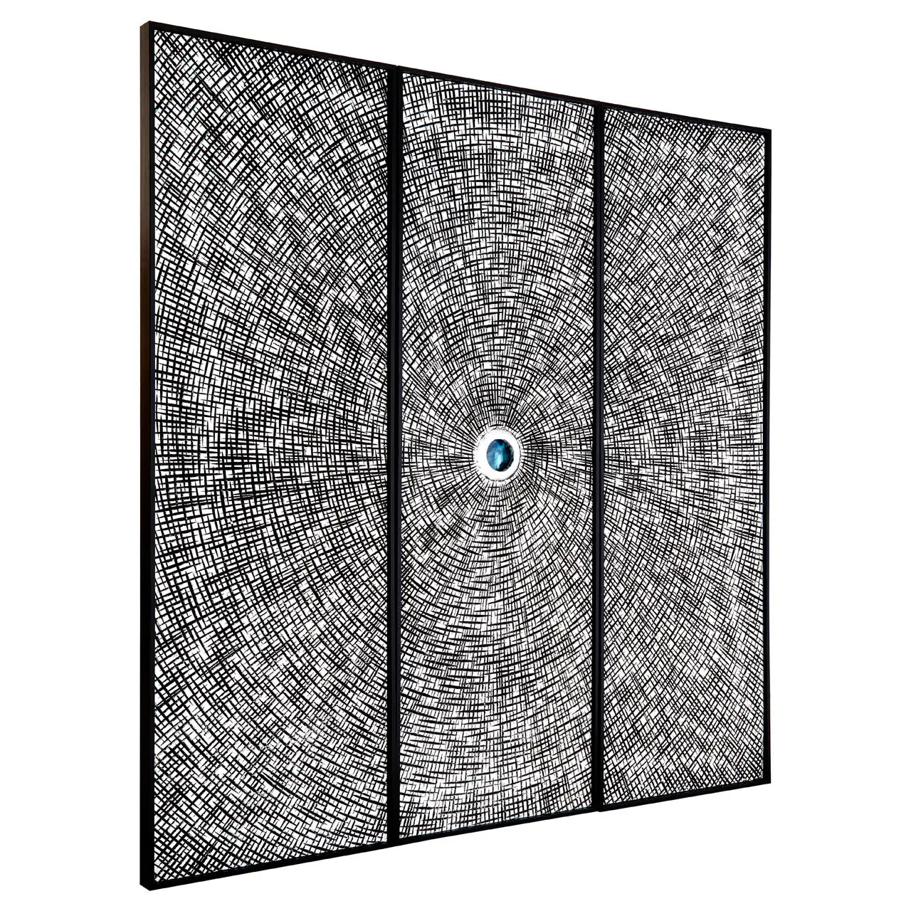Modello Wooden Carving And Circle Wall Art In Black