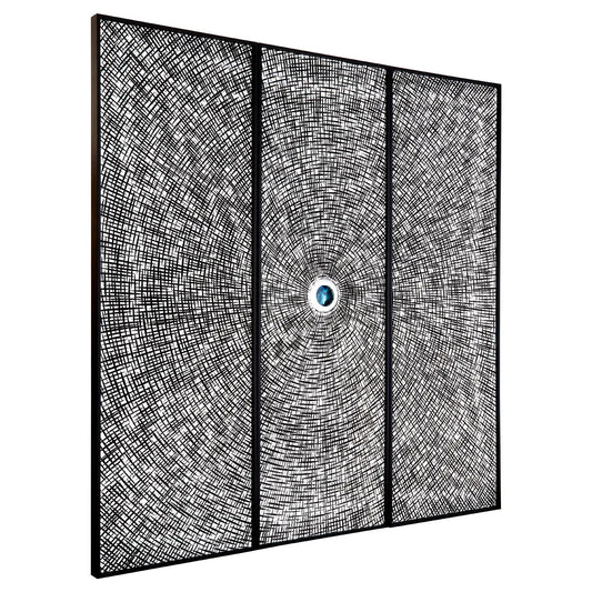 Modello Wooden Carving And Circle Wall Art In Black