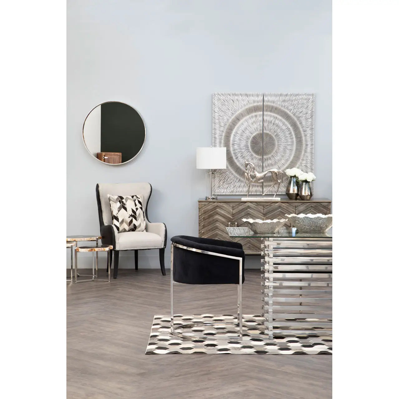 Modello Wooden Carving Wall Art In Silver