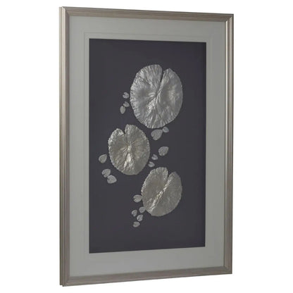 Nason Leaf Design Framed Wall Art In Silver
