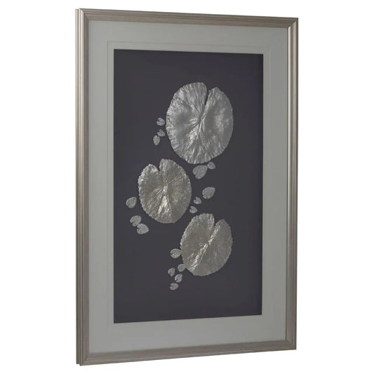 Nason Leaf Design Framed Wall Art In Silver