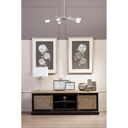 Nason Leaf Design Framed Wall Art In Silver