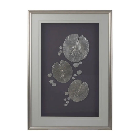 Nason Leaf Design Framed Wall Art In Silver