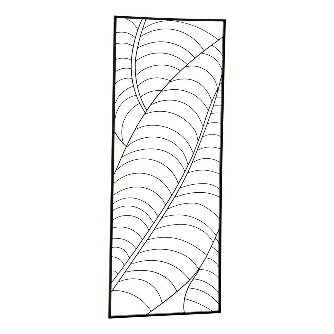 Trento Small Metal Leaf Design Wall Art In Black