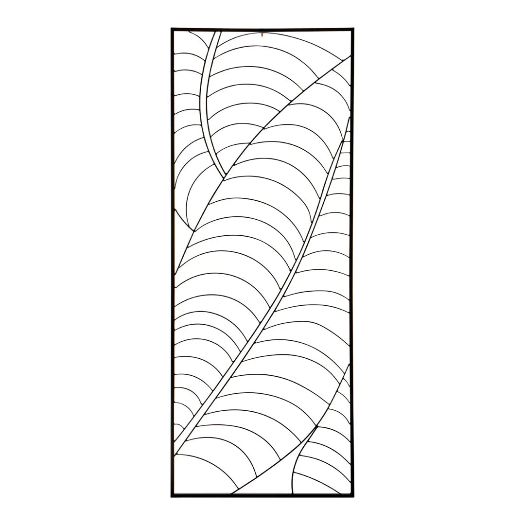 Trento Small Metal Leaf Design Wall Art In Black