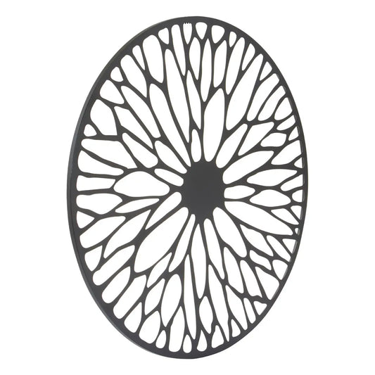 Trento Medium Metal Floral Design Wall Art In Black