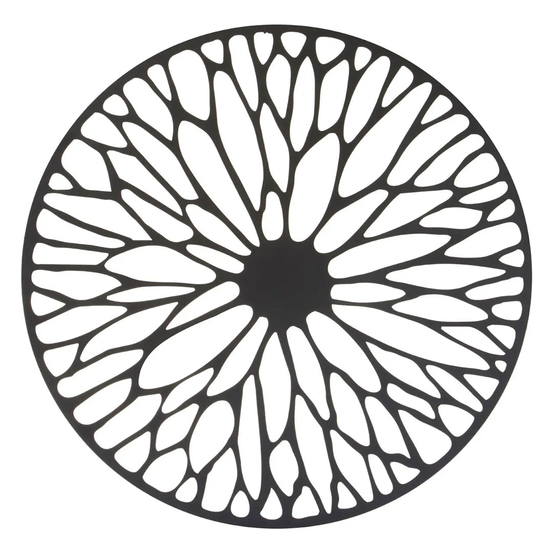 Trento Medium Metal Floral Design Wall Art In Black