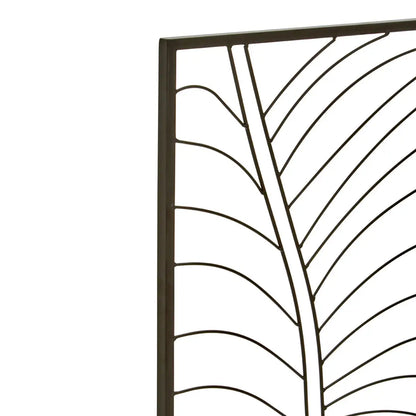 Trento Metal Large Leaf Design Wall Art In Black