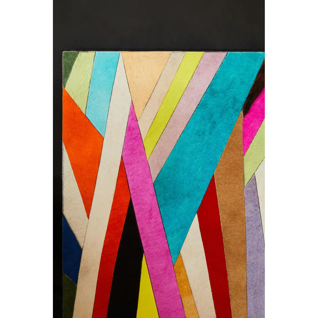 Safira Genuine Leather Striped Wall Art In Multicolour