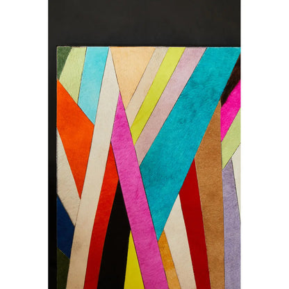 Safira Genuine Leather Striped Wall Art In Multicolour