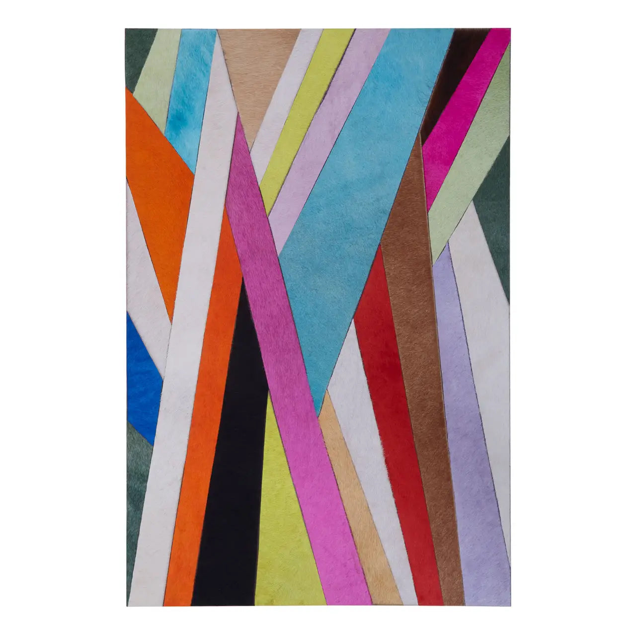 Safira Genuine Leather Striped Wall Art In Multicolour