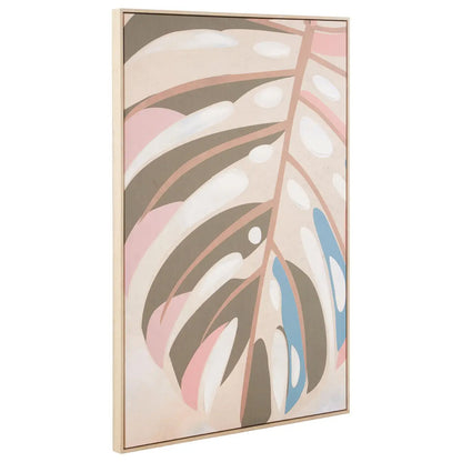 Astratto Canvas Leaf Design Wall Art In Soft Pastel Hues