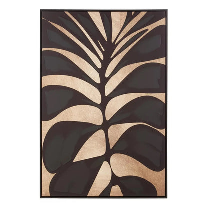 Astratto Canvas Leaf Design Wall Art In Black
