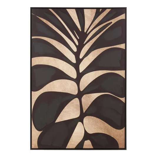 Astratto Canvas Leaf Design Wall Art In Black