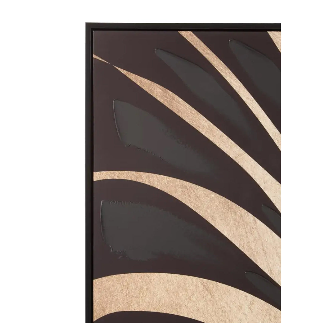 Astratto Canvas Leaf Design Wall Art In Black