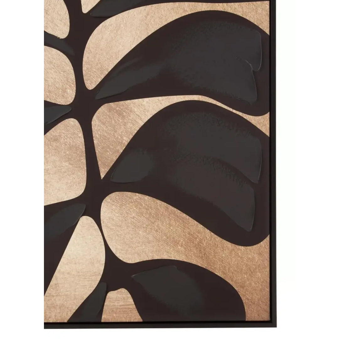 Astratto Canvas Leaf Design Wall Art In Black