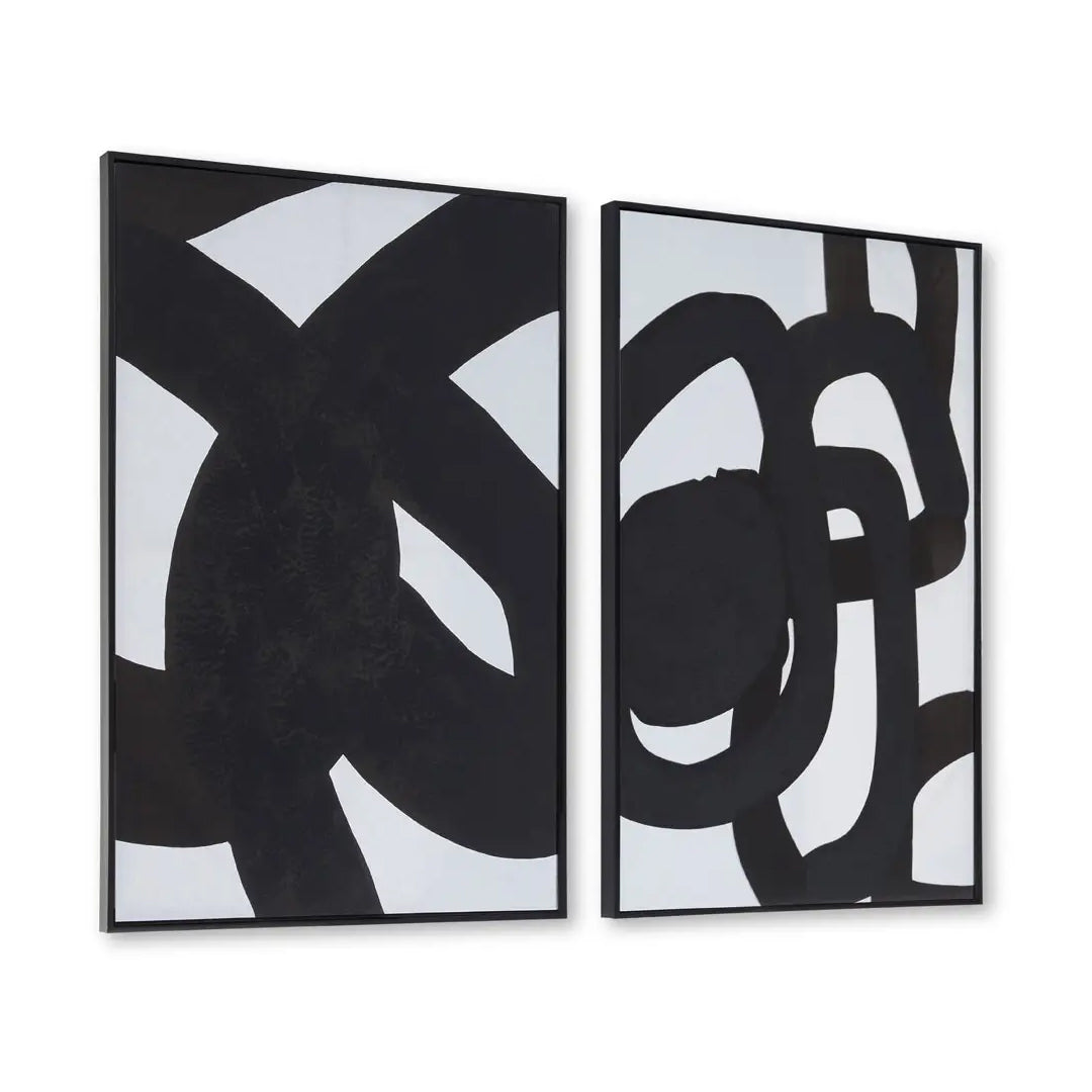 Astratto Set Of 2 Abstract Wall Art In Black And White