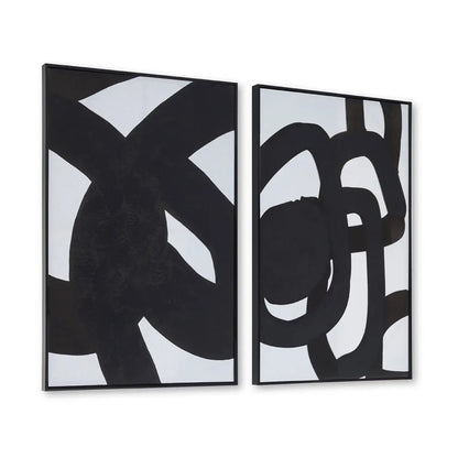 Astratto Set Of 2 Abstract Wall Art In Black And White