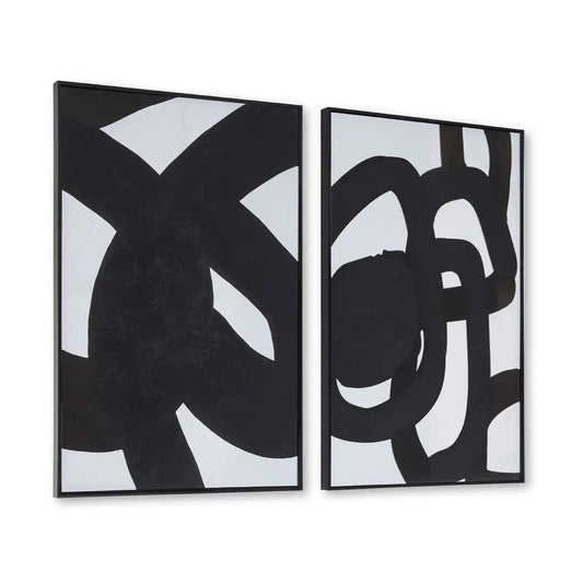 Astratto Set Of 2 Abstract Wall Art In Black And White
