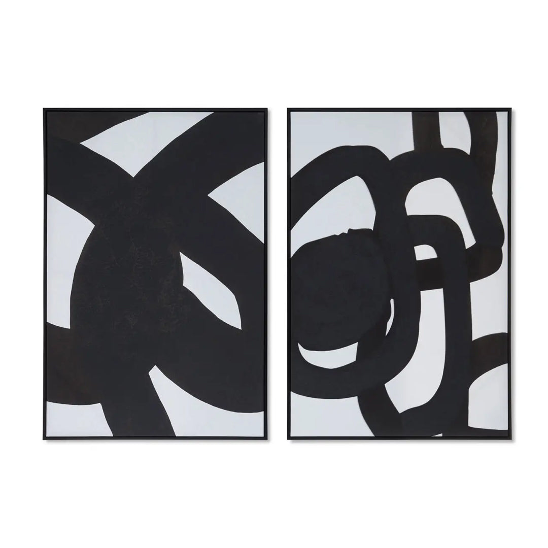 Astratto Set Of 2 Abstract Wall Art In Black And White