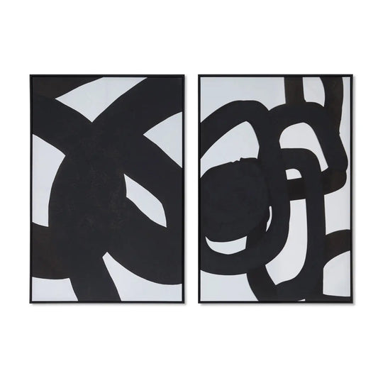 Astratto Set Of 2 Abstract Wall Art In Black And White