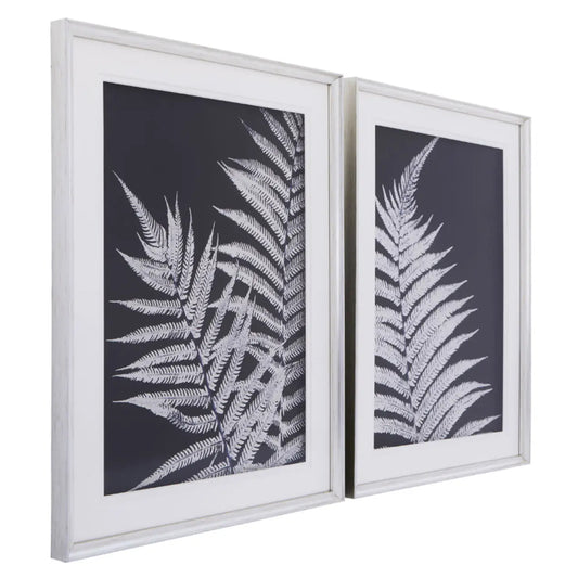 Nason Set Of 2 Leaf Print Wall Art In Deep Black
