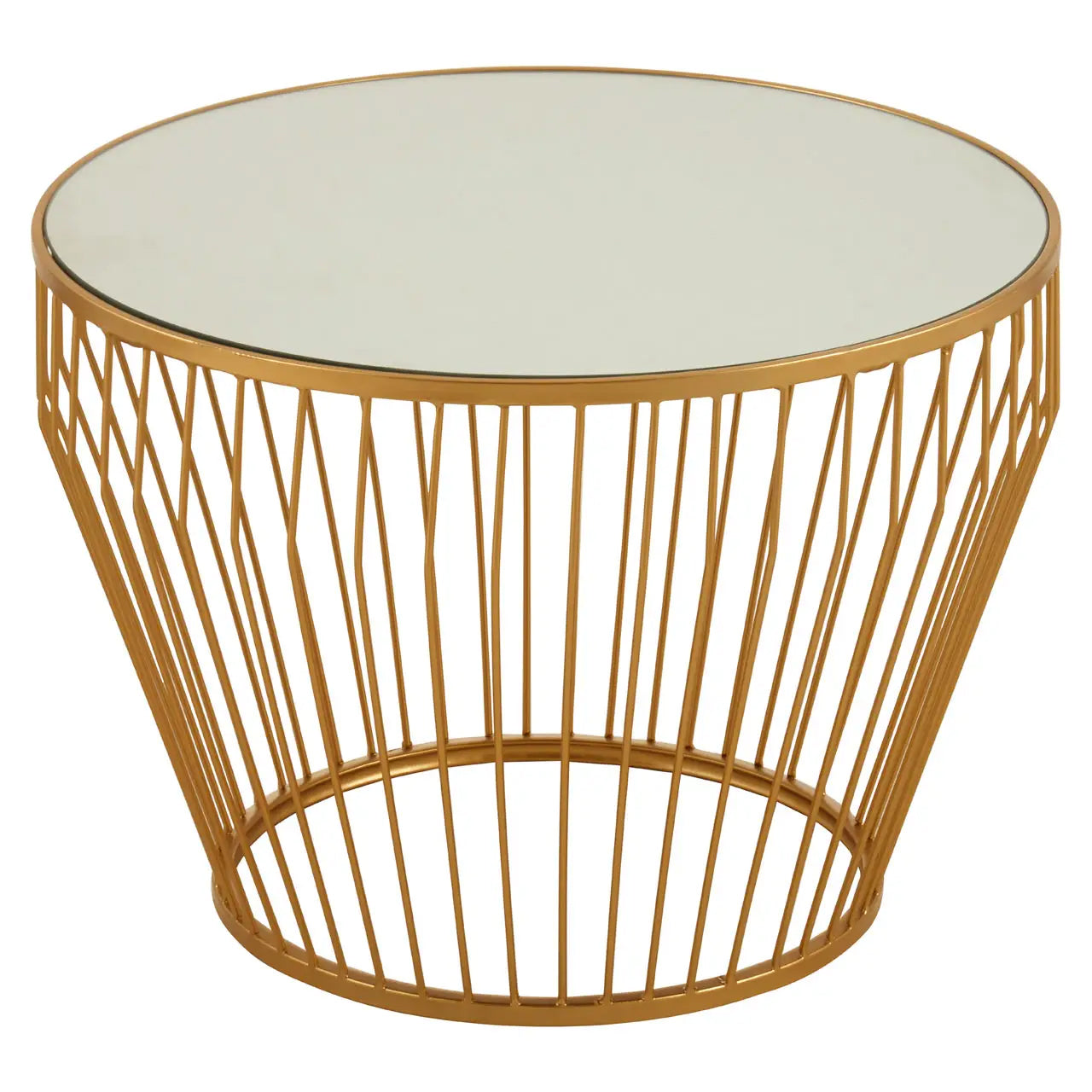 Avantis Mirrored Tapered Design Side Table With Gold Frame