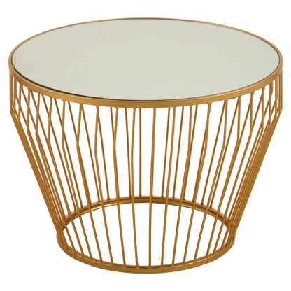 Avantis Mirrored Tapered Design Side Table With Gold Frame