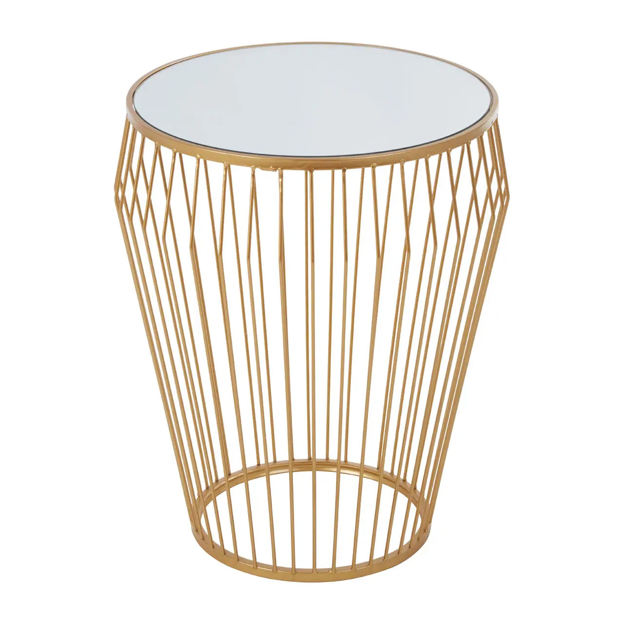 Avantis Round Mirrored Side Table With Gold Polished Frame