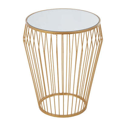 Avantis Round Mirrored Side Table With Gold Polished Frame