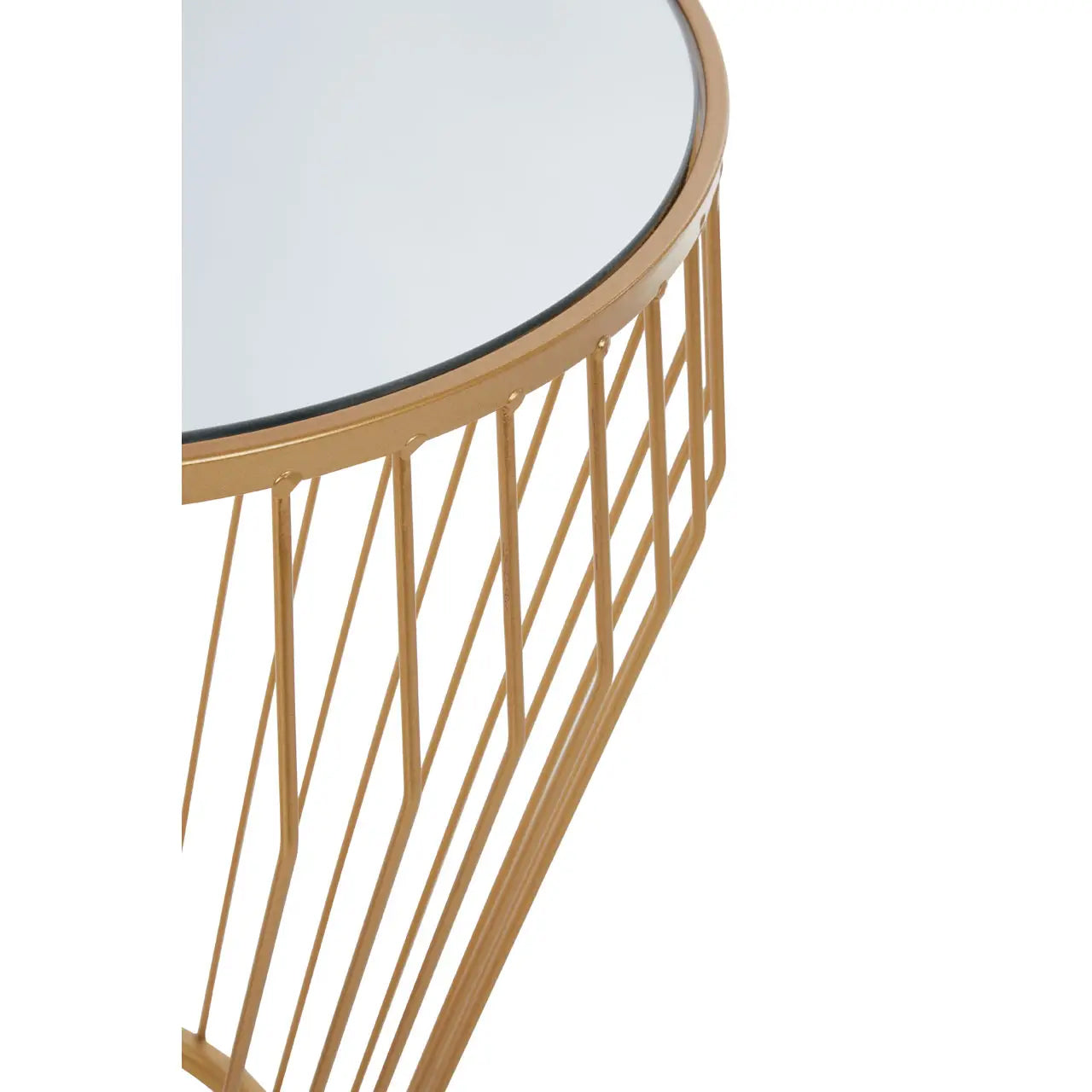 Avantis Round Mirrored Side Table With Gold Polished Frame
