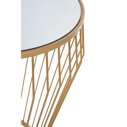 Avantis Round Mirrored Side Table With Gold Polished Frame