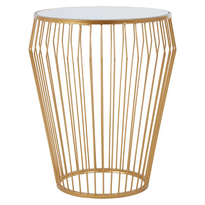 Avantis Round Mirrored Side Table With Gold Polished Frame