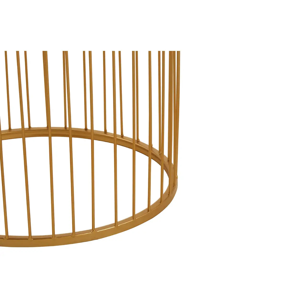 Avantis Round Mirrored Side Table With Gold Metal Wireframe