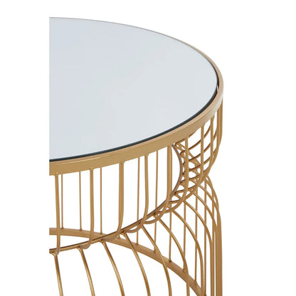 Avantis Round Mirrored Side Table With Gold Metal Frame