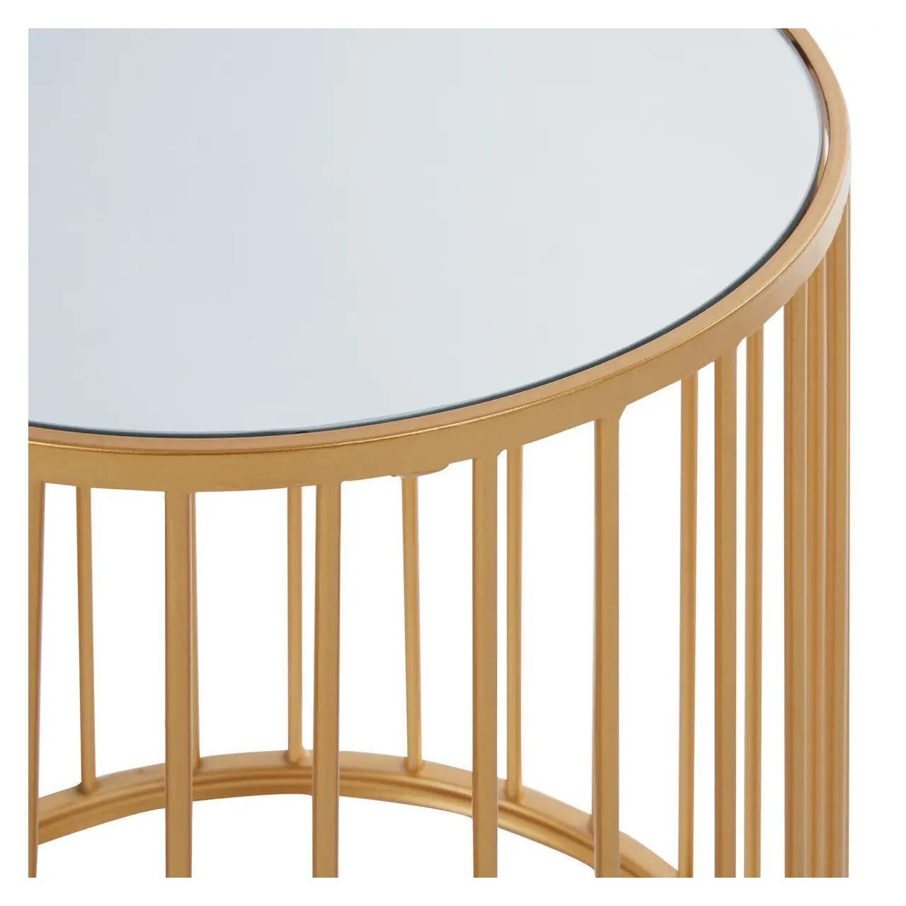 Avantis Round Mirrored Nest Of 2 Side Tables With Gold Frame