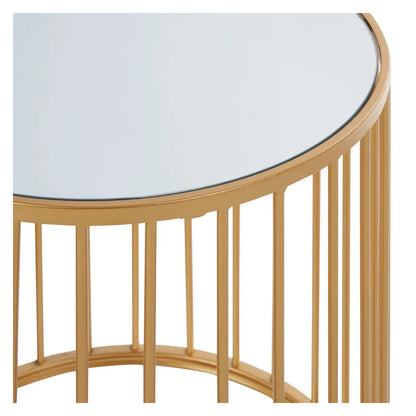 Avantis Round Mirrored Nest Of 2 Side Tables With Gold Frame