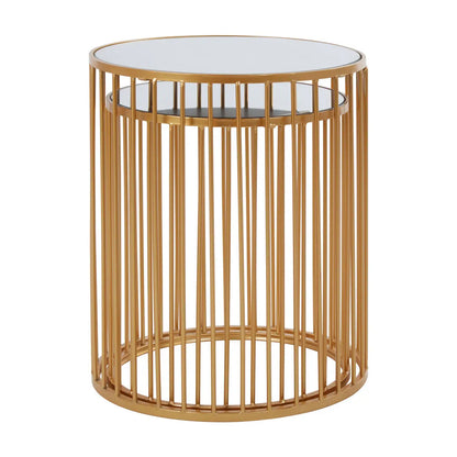 Avantis Round Mirrored Nest Of 2 Side Tables With Gold Frame