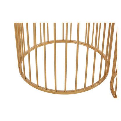 Avantis Round Mirrored Nest Of 2 Side Tables With Gold Frame