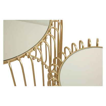 Avantis Mirrored Glass Set Of 2 Side Tables With Champagne Wireframe