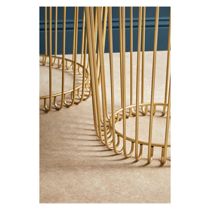 Avantis Mirrored Glass Set Of 2 Side Tables With Champagne Wireframe