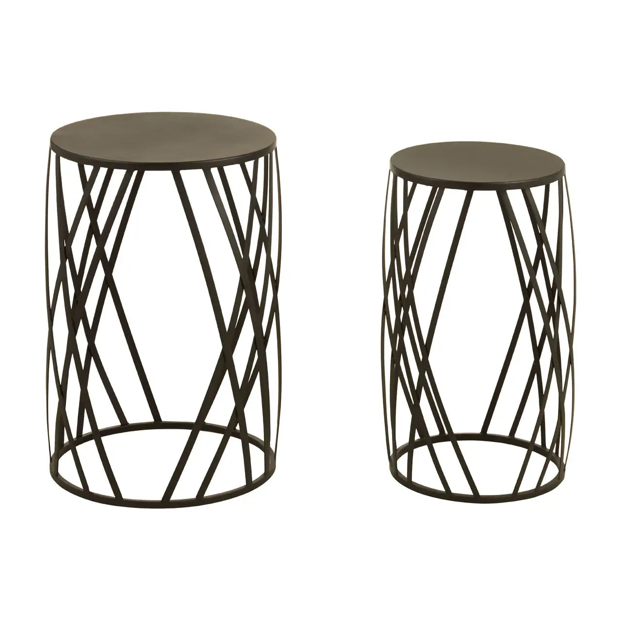 Avantis Round Set Of 2 Side Tables With Gold Metal Frame