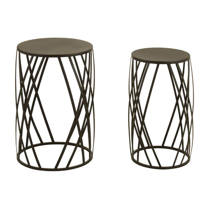 Avantis Round Set Of 2 Side Tables With Gold Metal Frame