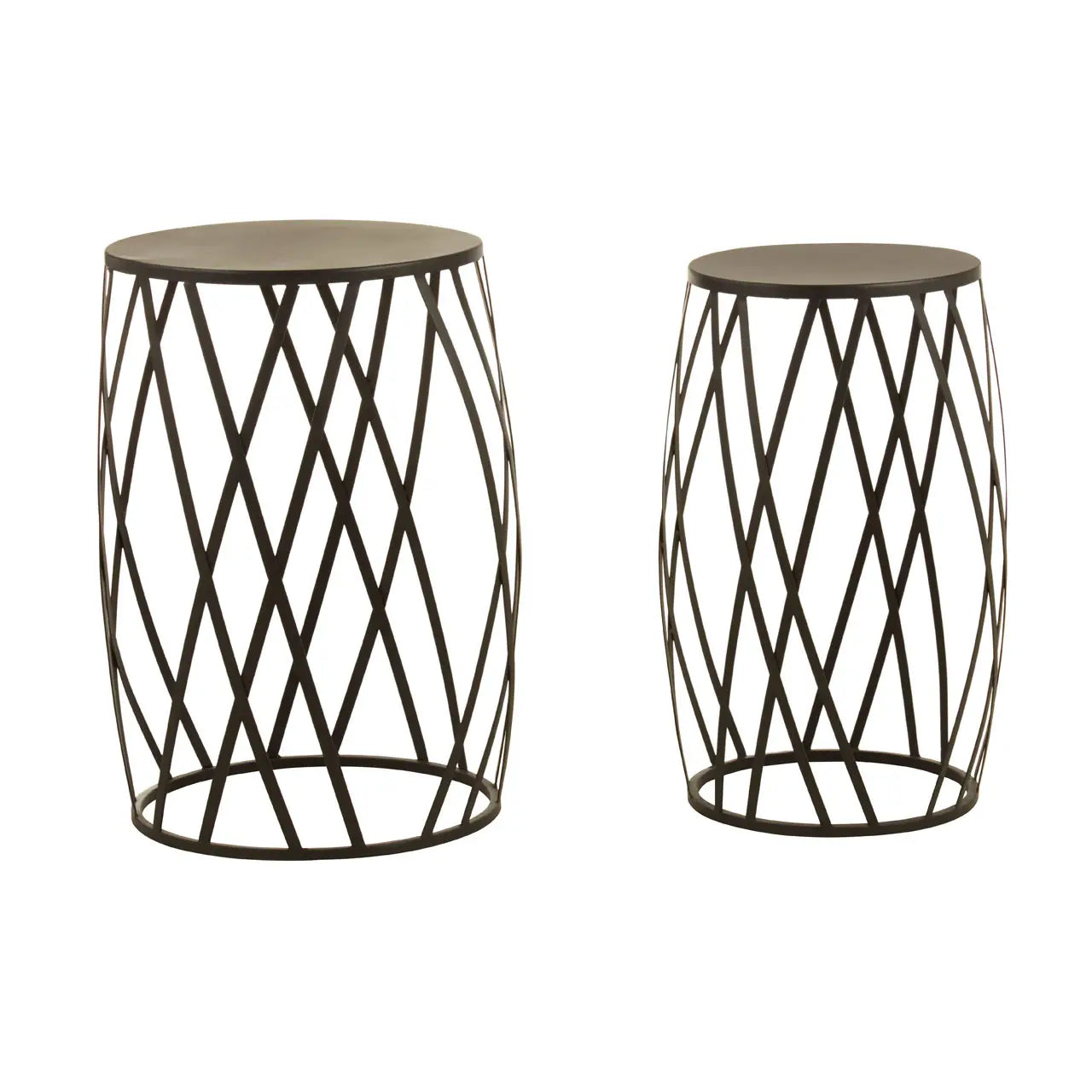 Avantis Round Set Of 2 Side Tables With Gold Metal Frame