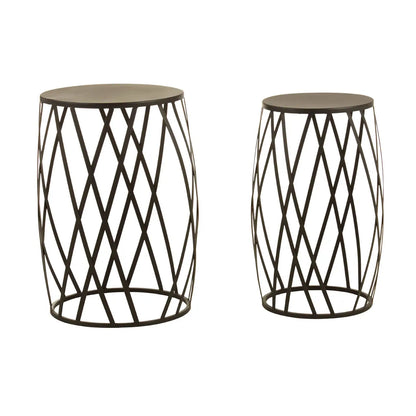 Avantis Round Set Of 2 Side Tables With Gold Metal Frame