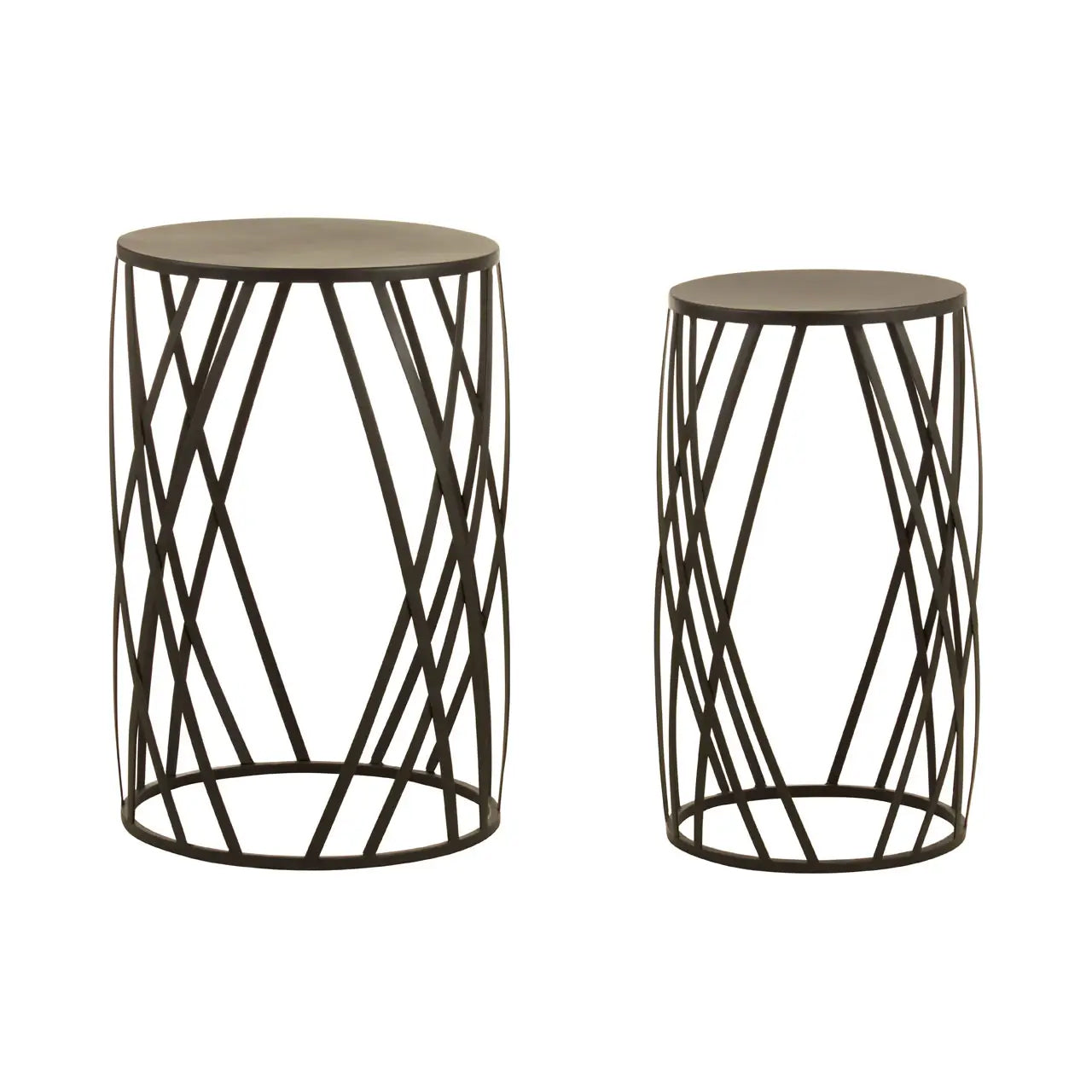 Avantis Round Set Of 2 Side Tables With Gold Metal Frame