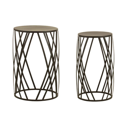 Avantis Round Set Of 2 Side Tables With Gold Metal Frame