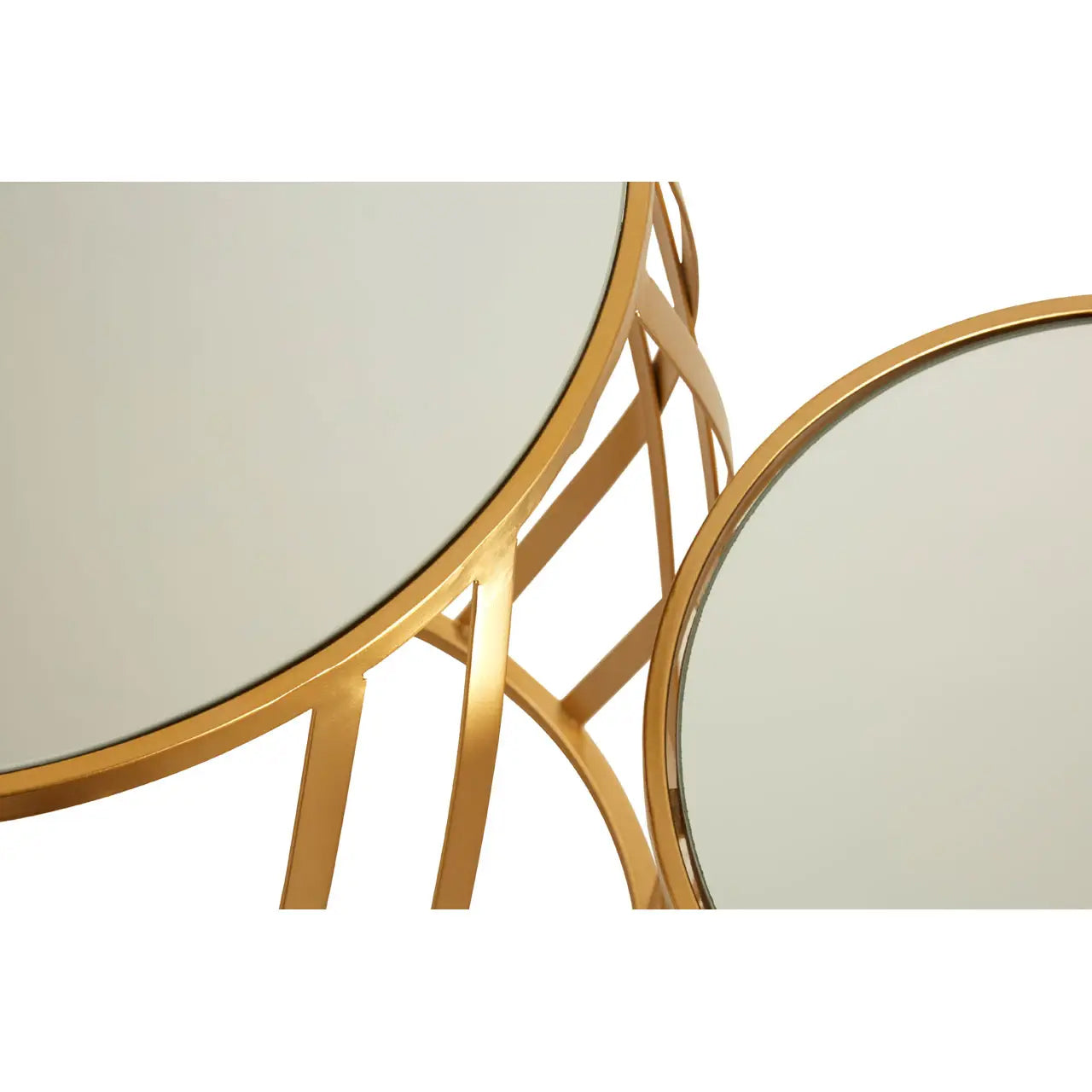 Avantis Mirrored Glass Set Of 2 Side Tables With Cross Design Frame