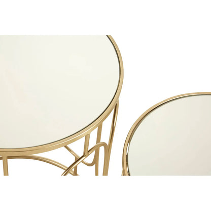 Avantis Mirrored Set Of 2 Side Tables With Champagne Metal Frame