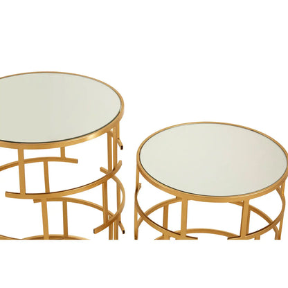 Avantis Mirrored Glass Set Of 2 Side Tables With Maze Design Frame